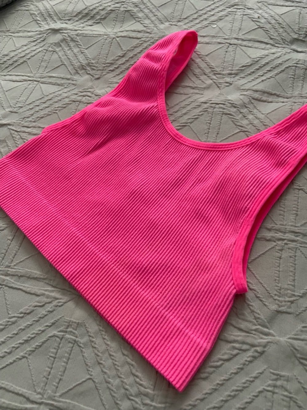Sunday Best Hot Pink Ribbed Tank Crop Top - Picture 7 of 9